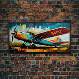 Aeroplane Art, Antique Airplane Painting Canvas Print, Framed Canvas Art, Above Sofa Art, Gift for RC Plane Pilot