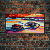 Sea Turtle Framed Canvas Print Painting, Watercolor Painting, Sea Turtle Print, Sea Turtle Wall Art, Beach Decor, Print, Green Sea Turtle