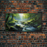 River Wall Art, Waterfall Wall Art, Trees Wall Print, Panoramic Art, Wall Art, Canvas Art, Landscape Art, Going Away Gift, Modern House Art
