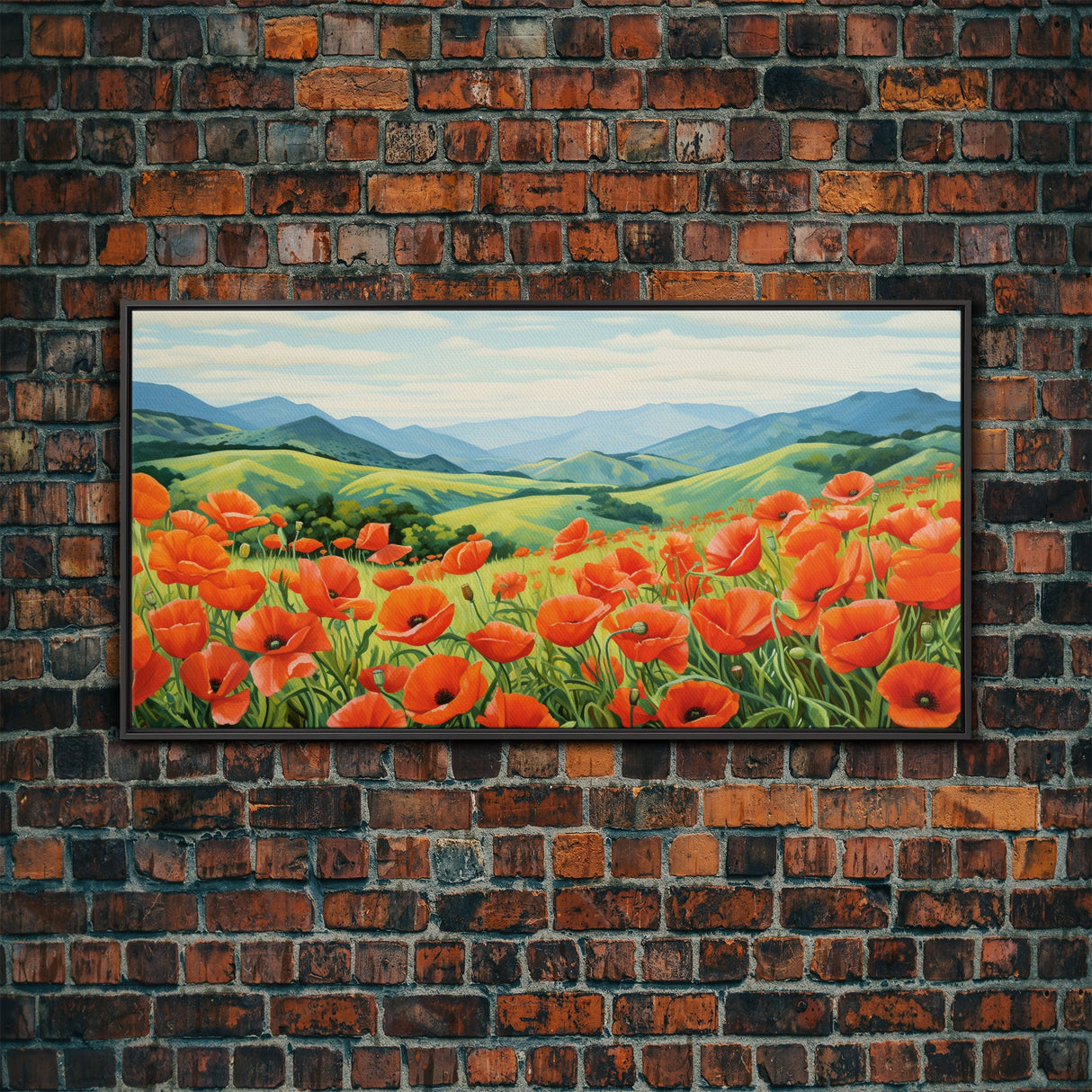 Meadow Wall Art, Poppies Wall Print, Red Flowers, Panoramic Art, Wall Art, Canvas Art, Landscape Art, Going Away Gift, New Home Gift