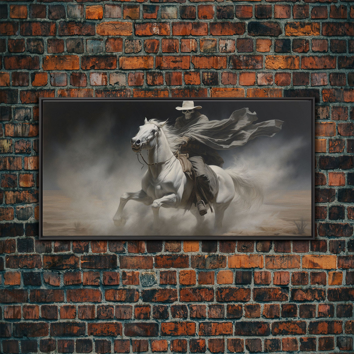 Grim Reaper Art, Death Rides A Pale Horse, Framed Canvas Print, Cowboy Grim Reaper, Spooky Halloween Art Print