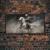 Grim Reaper Art, Death Rides A Pale Horse, Framed Canvas Print, Cowboy Grim Reaper, Spooky Halloween Art Print