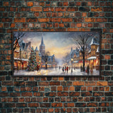 Retro Christmas Winter Wonderland Framed Canvas Print - Christmas Decoration - Christmas Art - Christmas Living Room Decor