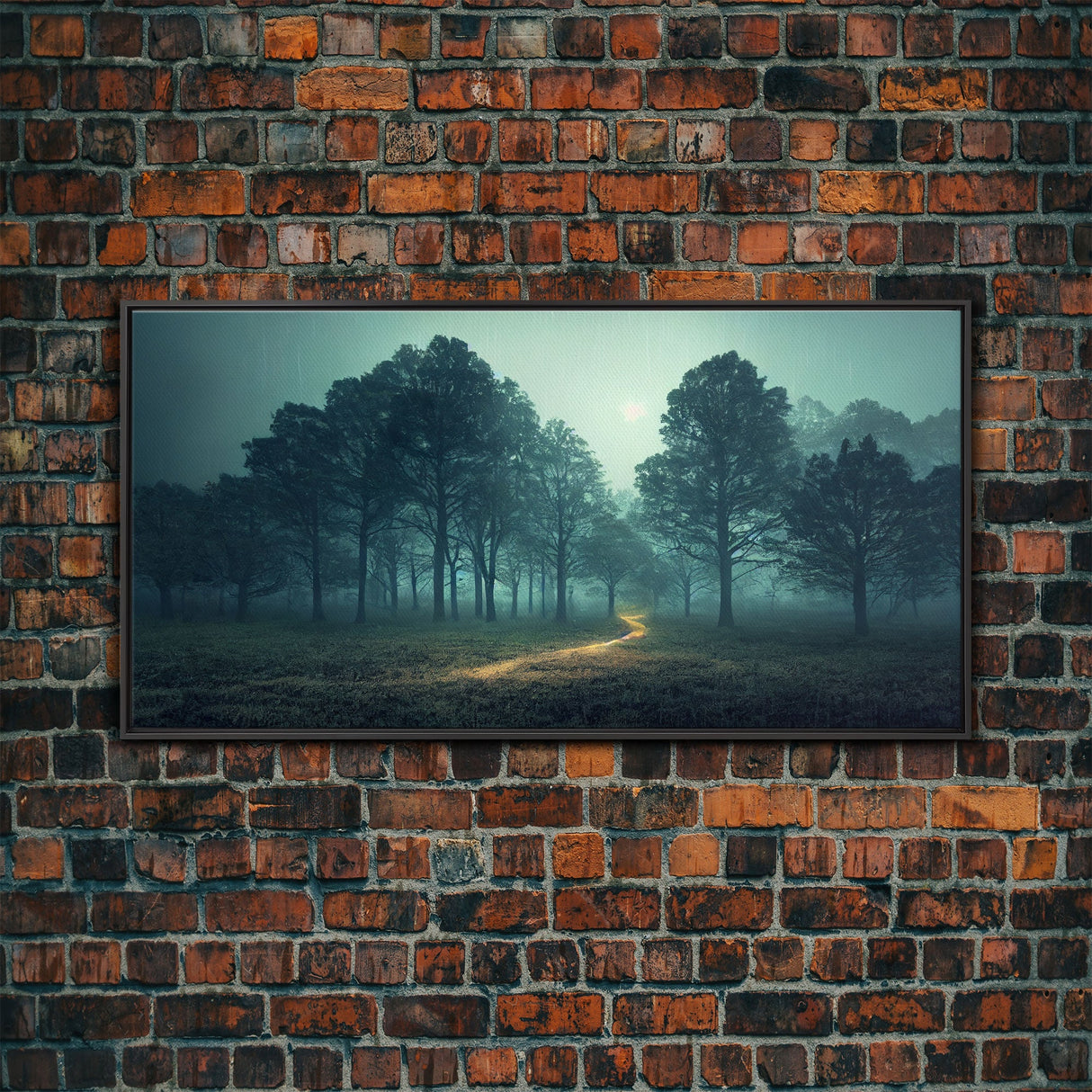 Gloomy Spooky Forest, ready to hang canvas print wall art, Lakehouse Cabin Wall Decor
