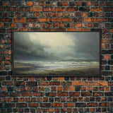 Moody Muted Landscape Oil Painting Canvas Print Wall Art, Nature Framed Large Gallery Art, Minimalist Art, Ready To Hang, Moody and Drab Art
