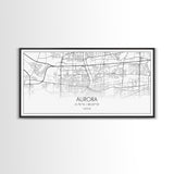 Aurora Street Map, Illinois Map, Map Print, Modern Art, Wall Art, Canvas Print, Room Décor For Teens, Cool Wall Art, Fun Gift, Classroom Art