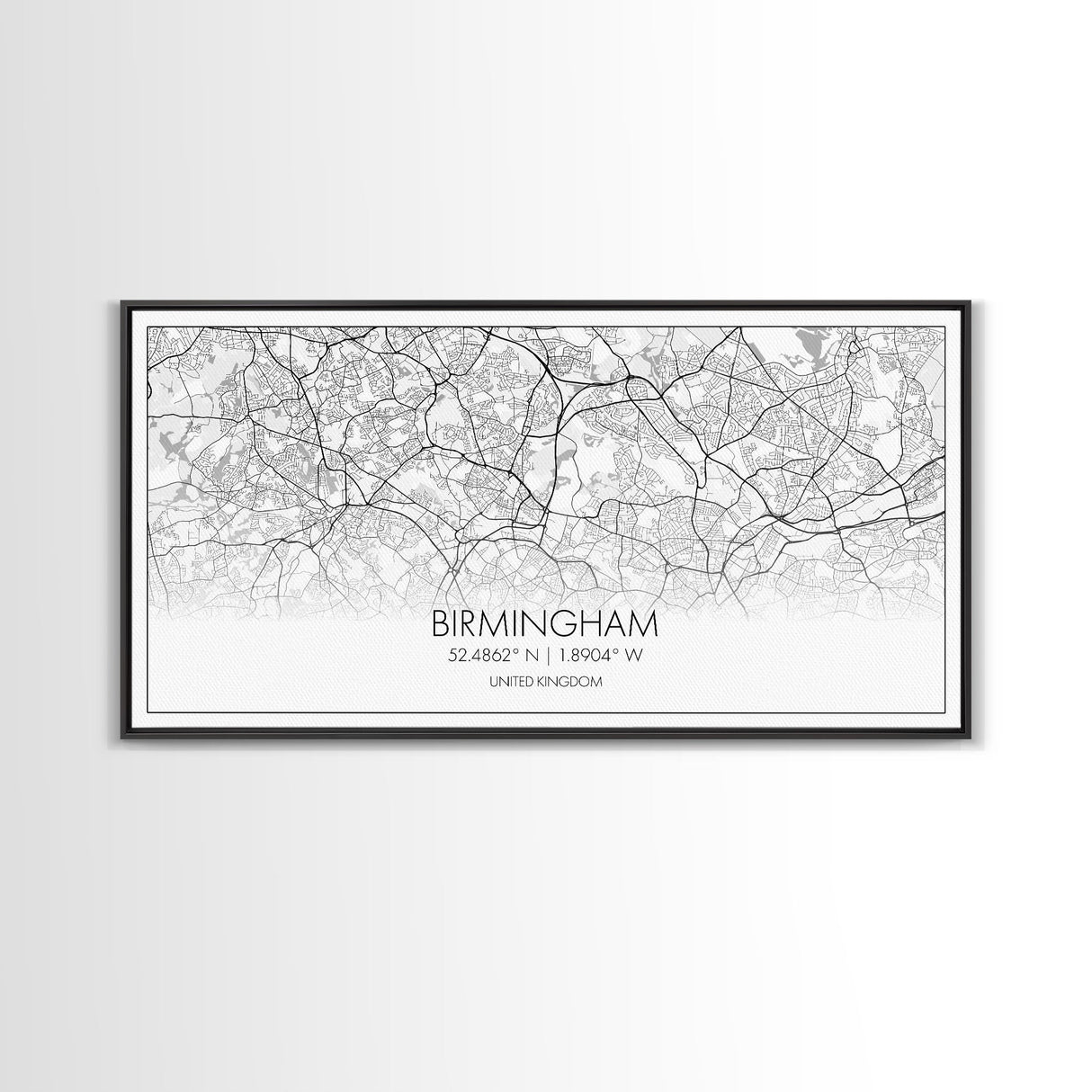 Birmingham Street Map, United Kingdom Map, Map Print, Modern Art, Wall Art, Canvas Art, Grandma Gifts, Dorm Décor, Office Wall Art, Prints