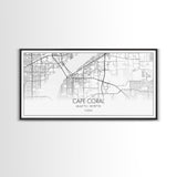 Cape Coral Street Map, Florida Map, Map Print, Modern Art, Wall Art, Canvas Art, Rustic Décor, Bedroom Décor Women, Gift For The Home
