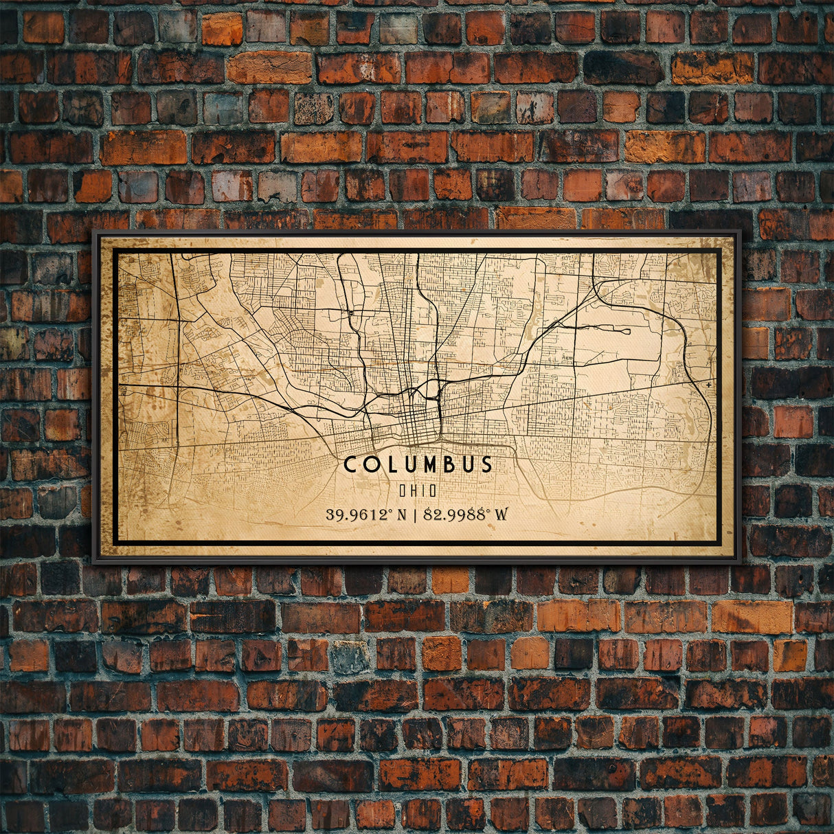 Columbus vintage map print poster or framed canvas, Ohio map print poster canvas, Columbus city map print poster canvas