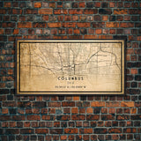 Columbus vintage map print poster or framed canvas, Ohio map print poster canvas, Columbus city map print poster canvas