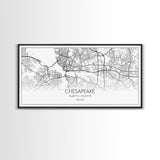 Chesapeake Street Map, Virginia Map, Map Print, Modern Art, Wall Art, Canvas Art, Gift For Friend, Teen Bedroom Décor, Rustic Mantle Décor