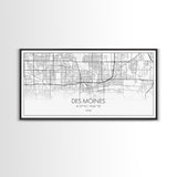 Des Moines Street Map, Iowa Map, Map Print, Minimalist Art, Wall Art, Canvas Art, Girls Bedroom Décor, Dorm Room Décor, Gift For Dad, Office