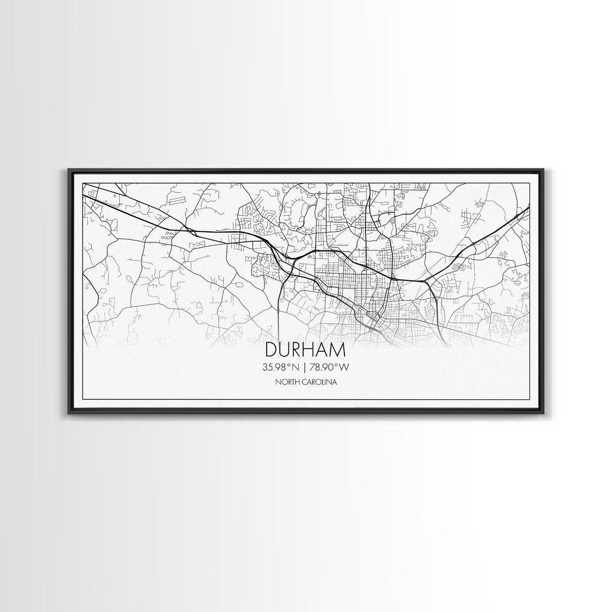 Durham Street Map, North Carolina Map, Map Art, Minimalist Art, Wall Art, Canvas Art, Trendy Room Décor, Bar Room Décor, Teacher Gift