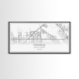 Fontana Street Map, California Map, Map Art, Minimalist Art, Wall Art, Canvas Art, Gift For Couples, Game Room Prints, Above Bed Décor