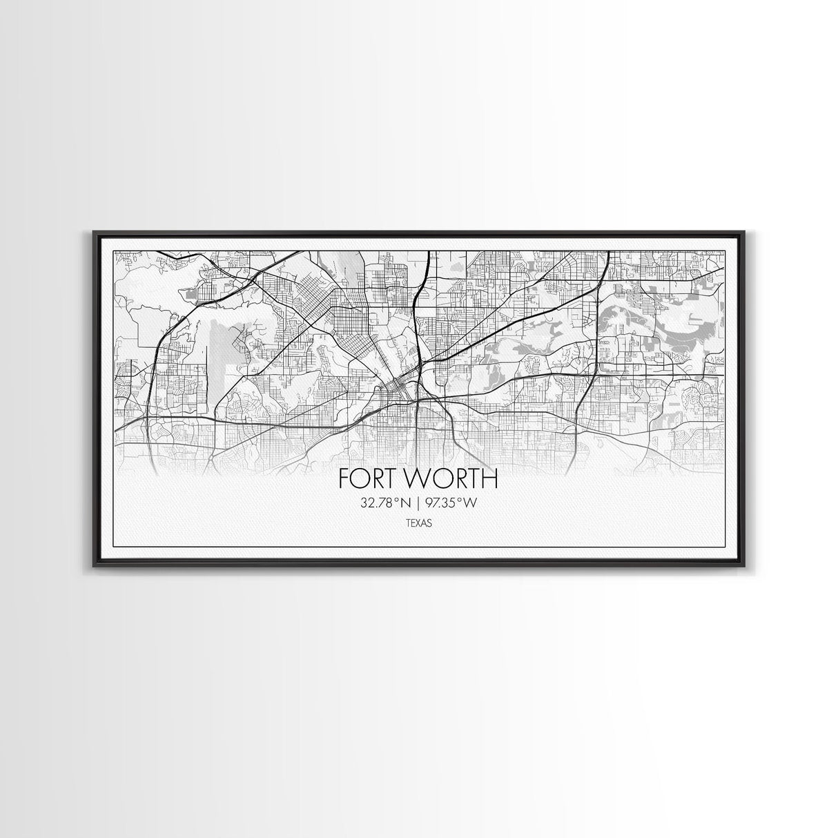 Fort Worth Map, Texas Map, Map Art, Minimalist Art, Wall Art, Canvas Art, Lake House Décor, RV Wall Décor, Birthday Gift, Office Wall Print