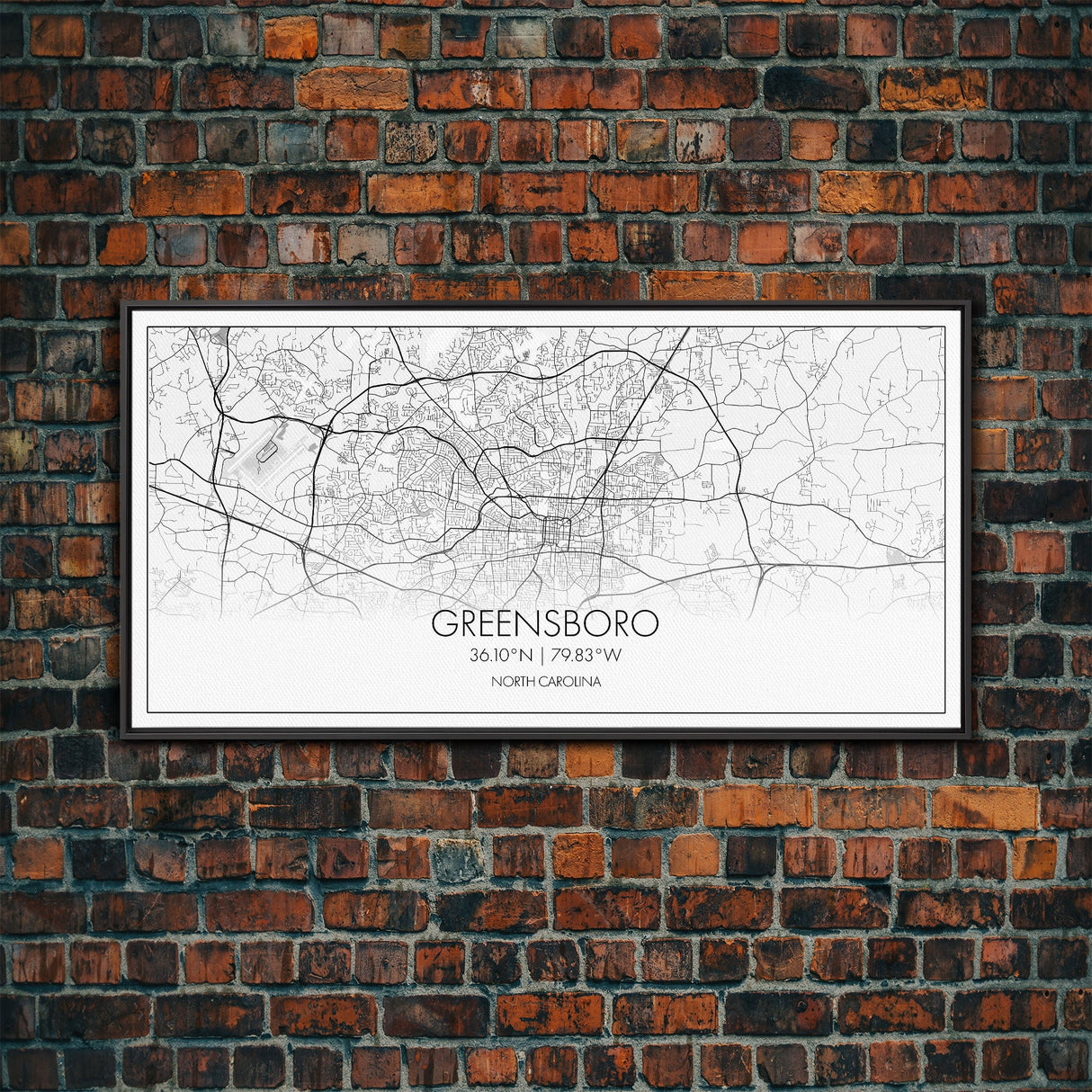 Greensboro City Map, North Carolina Map, Map Art, Minimalist Art, Wall Art, Canvas Art, Cabin Wall Art, Living Room Wall Art, New Home Gift