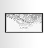 Honolulu City Map, Hawaii Map, Map Art, Modern Art, Wall Art, Canvas Art, Beach House Décor, Tiny House Décor, Unique Wall Art, Travel Gift