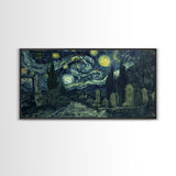 Spooky Vibes Cemetery Grave Yard, Framed Canvas Print, Halloween Decor, Spooky Month Wall Art