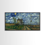 Haunted Countryside, Framed Canvas Print, Spooky Starry Night Inspired Halloween Wall Art