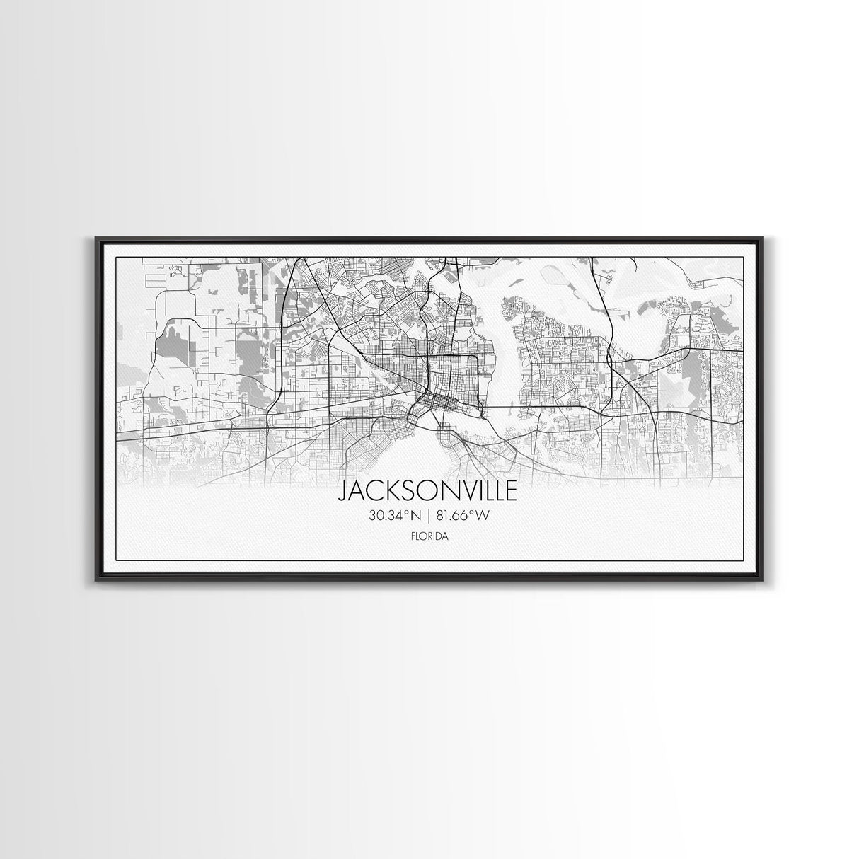 Jacksonville City Map, Florida Map, Map Art, Modern Art, Wall Art, Canvas Art, Bar Cart Art, Wall Print Trendy, Girlfriend Gift, Office Art