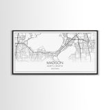 Madison City Map, Wisconsin Map, Map Art, Modern Art, Wall Art, Canvas Art, Unique Gifts, Large Wall Art, College Décor, Room Décor, Prints