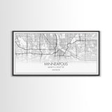Minneapolis City Map, Minnesota Map, Map Art, Minimalist Wall Art, Wall Art, Canvas Art, Dorm Room Décor, Home Décor Wall Art, Gift For Dad