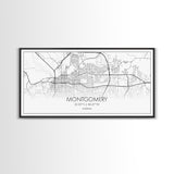 Montgomery City Map, Alabama Map, Map Art, Minimalist Wall Art, Wall Art, Canvas Art, Farmhouse Wall Art, Girlfriend Gift, Teen Room, Office