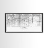 Ontario City Map, California Art, Map Print, Minimalist Wall Art, Wall Art, Canvas Art, Teen Birthday Gift, Trendy Wall Art, Horizontal Art