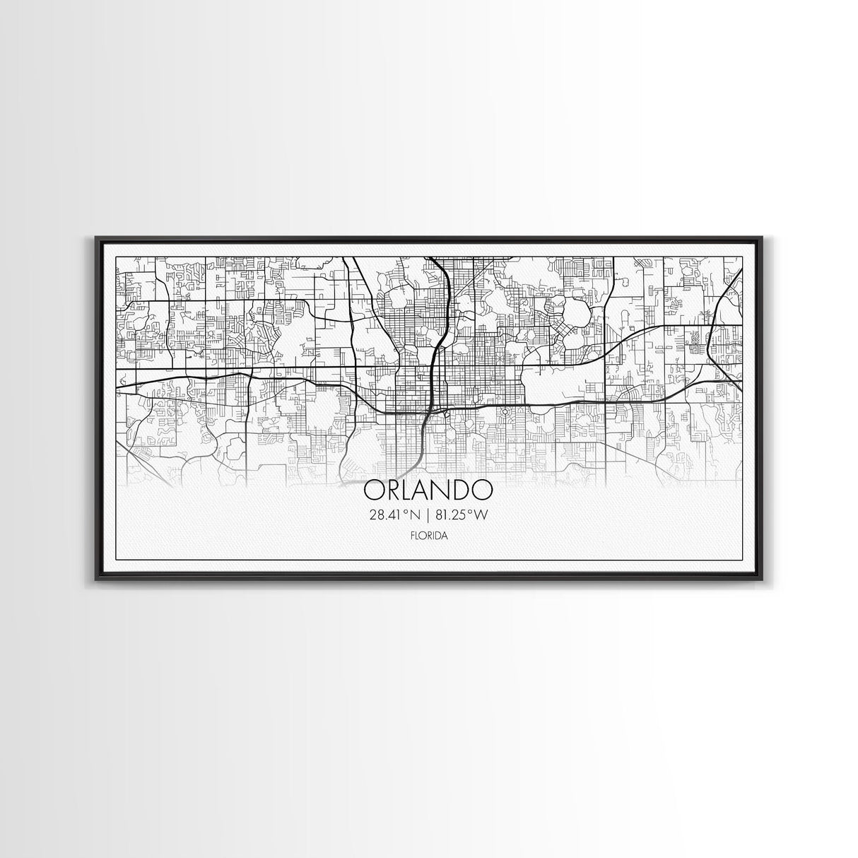 Orlando City Map, Florida Art, Map Print, Minimalist Wall Art, Wall Art, Canvas Art, New Homeowner Gift, Gaming Wall Décor, Wall Hanging