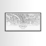 Pittsburgh City Map, Pennsylvania Art, Map Print, Minimalist Wall Art, Wall Art, Canvas Art, Hostess Gift, Travel Wall Print, Wall Hanging