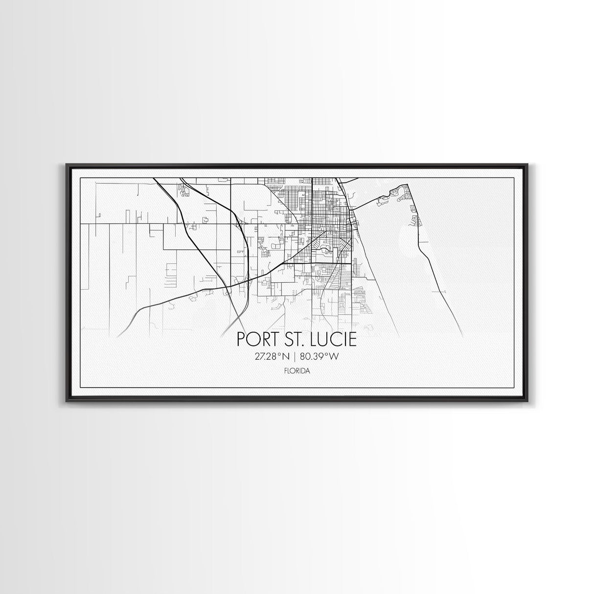 Port St Lucie City Map, Florida Art, Map Print, Minimalist Wall Art, Wall Art, Canvas Art, Rustic Wall Art, Birthday Gift, Dorm Room Décor
