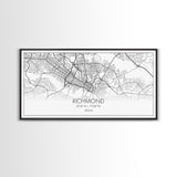 Richmond City Map, Virginia Art, Map Print, Minimalist Wall Art, Wall Art, Canvas Art, Best Gifts For Him, Wall Décor Prints, Horizontal Art