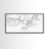 Riverside City Map, California Art, Map Print, Minimalist Wall Art, Wall Art, Canvas Art, Dorm Room Décor, Gift For Husband, Cabin Wall Art