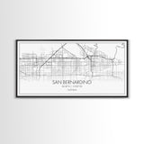 San Bernardino City Map, California Art, Map Print, Minimalist Wall Art, Wall Art, Canvas Art, Business Gift, Dorm Décor, Office Prints