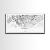 San Diego City Map, California Art, Map Print, Modern Wall Art, Wall Art, Canvas Art, Home Décor Prints, Friendship Gift, Horizontal Art