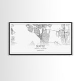 Seattle City Map, Washington Art, Map Print, Modern Wall Art, Wall Art, Canvas Art, Horizontal Wall Art, Tiny House Décor, Moving Gift