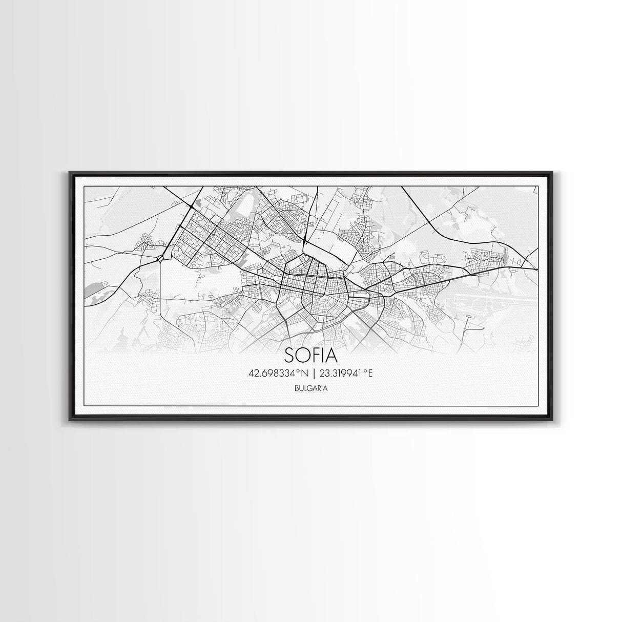 Sofia City Map, Bulgaria Art, Map Print, Modern Wall Art, Wall Art, Canvas Art, European Wall Art, First Home Gift, Boys Bedroom Décor