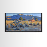 Rustic Cabin in Open Field, Framed Canvas Print, Ideal for Living Room Art, Country Style Home Decor, Cozy Bedroom Wall Art