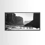 Framed Canvas Print of Cowboys Riding through Canyon, Western Wall Art for Living Room or Bedroom, Unique Home Decor