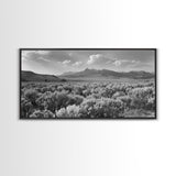 Mountain Range with Rolling Hills and Sagebrush, Framed Canvas Print Farmhouse Living Room Wall Art, Rustic Home Decor, Scenic Landscape Art