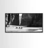 Cowboys Riding in Dusty Canyon, Striking Wall Art for Living Room or Bedroom, Framed Canvas Print, Home Decoration