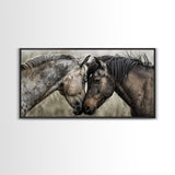 Heartfelt Connection of Two Horses, Ideal for Living Room Art, Framed Canvas Print, Bedroom Decor, Home Decoration, Animal Lover Gift