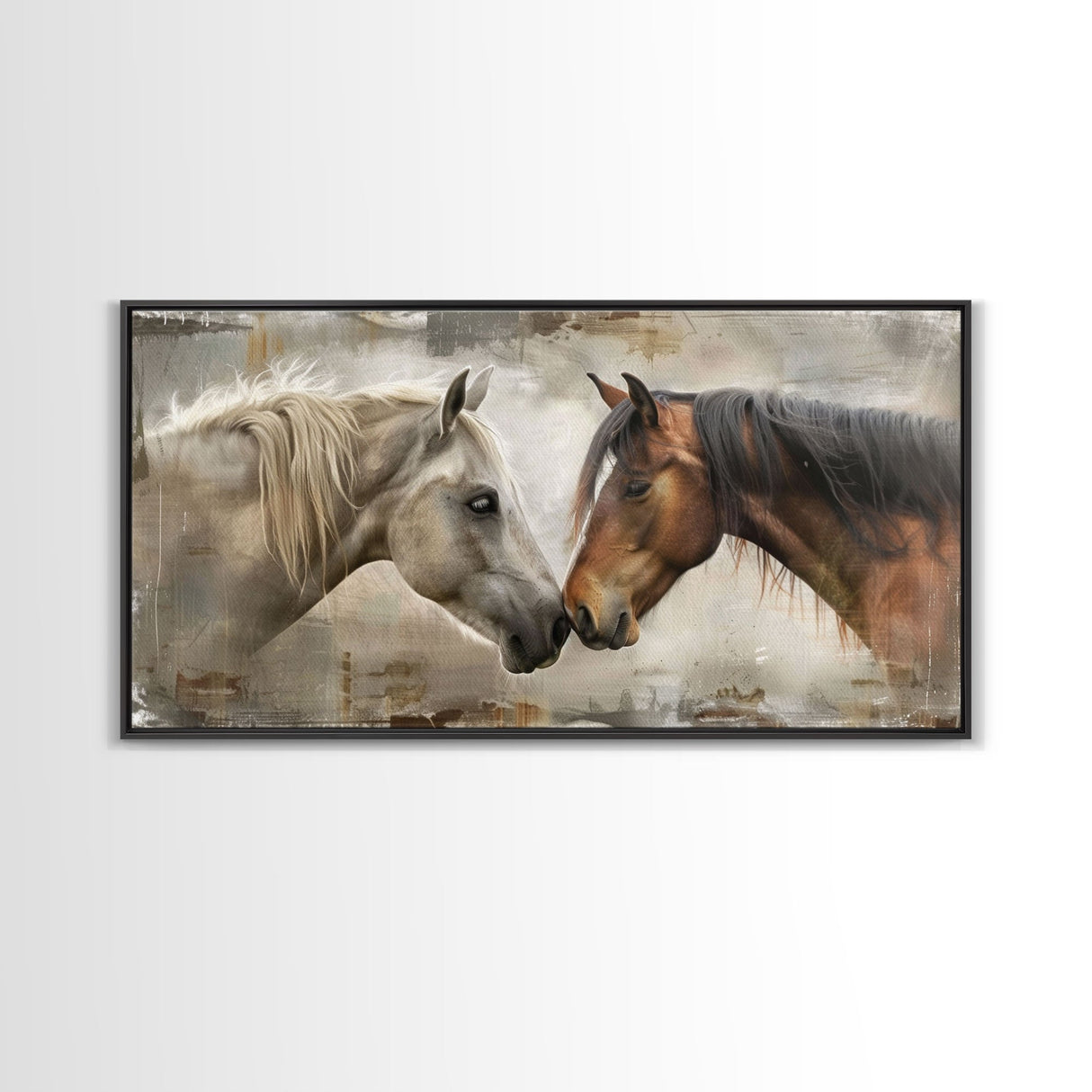 Cowboy Riding in Desert Landscape, Framed Canvas Print for Rustic Living Room Decor, Western Art for Home and Bedroom Decoration