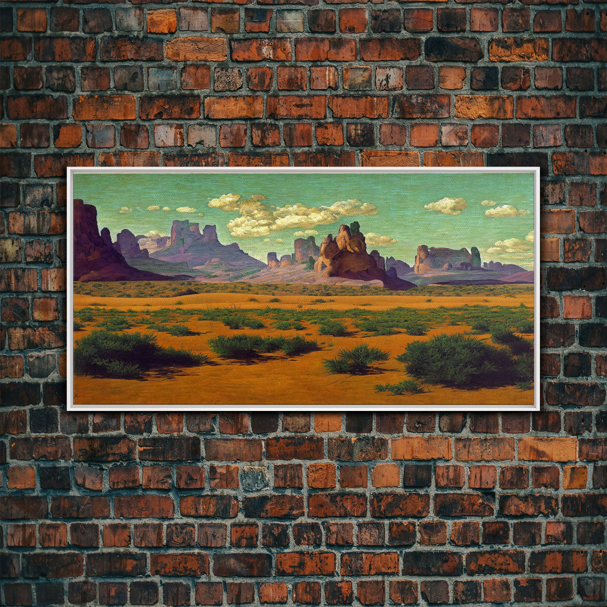 Pueblo Style Art, Painting Of the Arizona Desert, Wall Decor, Ready To Hang Framed Canvas Print, Oversize Wall Art