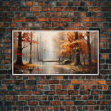 Beautiful Fall Centerpiece Landscape Painting Framed Canvas Print, Fall Decor, Thanksgiving Decor, Autumn Decor, Home Decor Fall Decorations