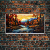 Stained Glass Art Canvas Print Fall Decor, Framed Wall Art, Seasonal Decor, Fall Seasonal Art, Clearance Fall Decorations, Fall Wall Decor