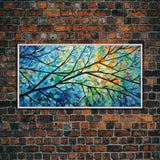 Beautiful Impasto Style Tree Branch& Leaves Canvas Print, Framed Wall Art, Above Sofa Art, Air BNB Decor, Framed Wall Decor, Centerpiece Art