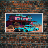 Fallout Style Art, Atomic age, abandoned post apocalyptic, framed canvas print, cool wall art