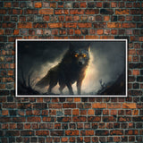 The Great Wolf Fenrir, Framed Canvas Print, Norse Mythology, Fantasy Art