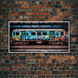Urban Decay Wall Art - Graffiti Covered Subway Train - 1970s NYC Art - Framed Canvas Print - Original Art - Dystopian Urban Decay